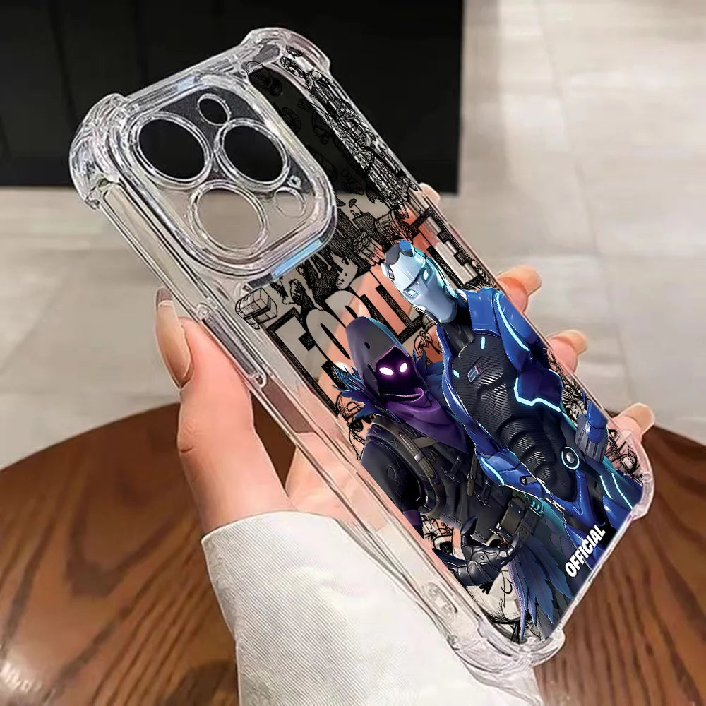 Capa de telemóvel Fortnite para Samsung Galaxy S26 S25 S24 S23 S22 S21 S20 Edge FE Ultra Plus 4G 5G, em TPU transparente antiqueda