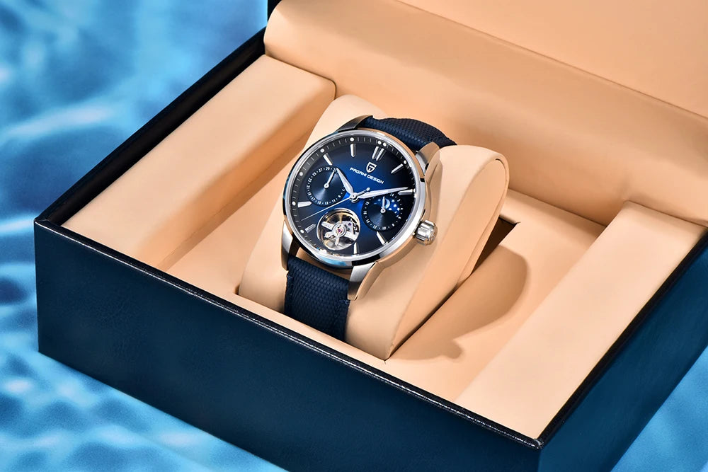 PAGANI DESIGN 41mm Men’s Luxury Mechanical Watch  Sapphire Crystal, Leather Strap & Waterproof
