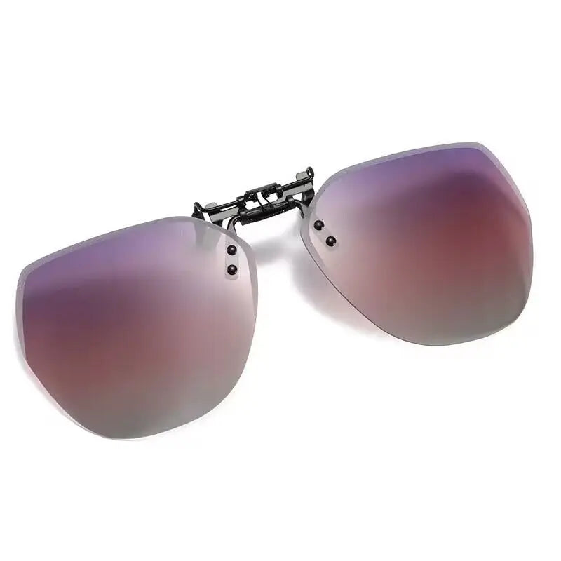 KLASSNUM Men Polarized Clip On Sunglasses Women Flip Up Sunglasses Square Cut Edge Lenses Driving Night Vision Fishing Goggle