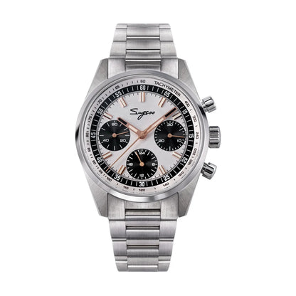 Sugess Mens Watch 38mm Chronograph Mechanical Wristwatches Tianjin Gooseneck Movement Sapphire Crystal Roulette Dial S465 new