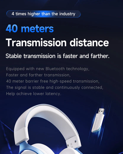 MCHOSE V9 Pro Wireless Gaming Headset 7.1 Surround Sound, Bluetooth 5.3 Headphones with Noise Cancelling Mic, Low Latency PC Gaming Headset