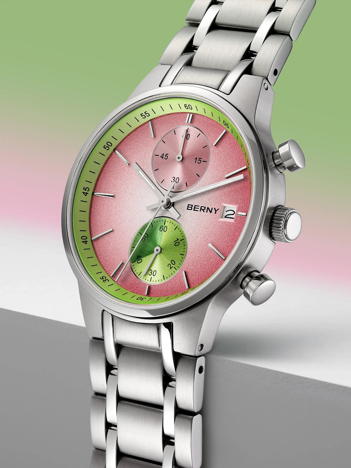 BERNY Watches for Men Fashion Casual Multi-function Chronograph Quartz Men's Watch Luminous Date Colorful Sports Wristwatch