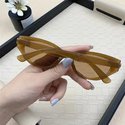 Minimalist Oval Cat-eye Glasses Women's Fashion Outdoor Folding Sunglasses Sun Shading UV Sunscreen Glasses Stylish Accessory