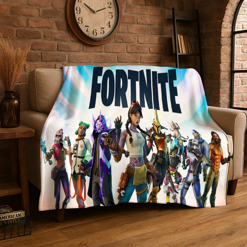 Cartoon-F-Fortnite-Gamer-Flanelldecke – weiche, warme Kuscheldecke für Schlafzimmer, Wohnzimmer, Bett, Reisen, Camping, Picknick und als Geschenk