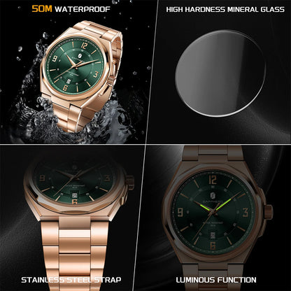 SAPPHERO Luxury Men's Watches Date Display Stainless Steel Watch Strap Men's Gifts Travel Essentials Waterproof Wristwatch