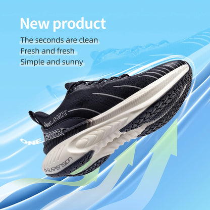 ONEMIX Nye løbesko med støddæmpning til mænd, velegnede til tunge løbere, snøresko til sport, kvinder, skridsikre udendørs atletiske herresneakers
