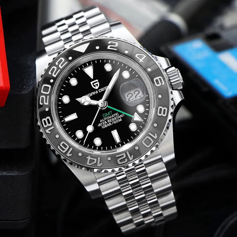 GMT Wristwatch PAGANI DESIGN Automatic Watch 40mm Mens Watch Top Brand Mechanical Watch 100M Waterproof Luminous Watches PD-1662