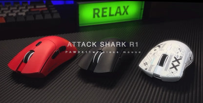 ATTACK SHARK R1 Tri-mode Gaming Mouse, PixArt PAW3311 Sensor, 18000 DPI, 1000hz, 59g Ultralight for Big Hand, for PC/Mac