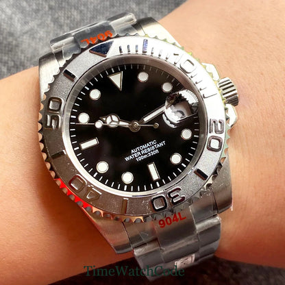 Sterile Men's Watch 40mm Genuine NH35 Automatic Movement 10ATM Water Resist Sapphire Glass Black Dial Date 316L Oyster Bracelet