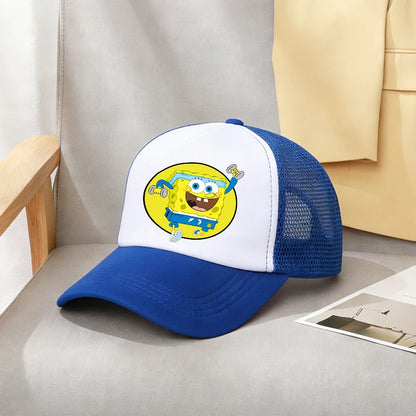 Cute SpongeBobs Baseball Cap Movie Cartoon Round Role Boy Girl Kids Adult Sport Casual Sunshade Adjustable Anime Peaked Mesh Hat
