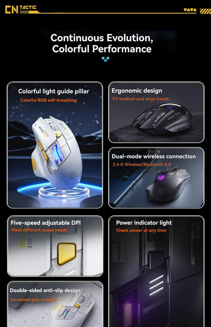 Inphic A9 Explorer V2 Three-mode Gaming Mouse Indicator DPI Adjustable Macro-driver Ergonomics 12000DPI 1000Hz rate of return