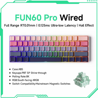 Akko MonsGeek FUN68 FUN60 PRO&MAX Tastiera magnetica HE 60% 65% Tastiere da gaming Rapid Trigger 8K Tastiera custom per gamer Esports