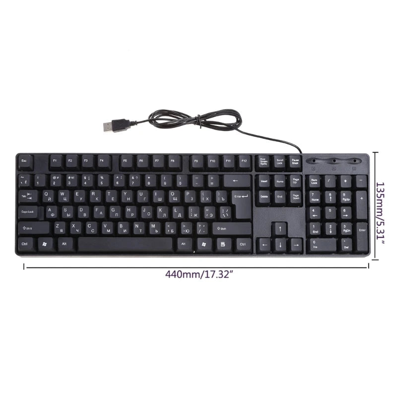 Teclado ergonómico USB para PC, teclado ruso / teclado inglés DropShipping