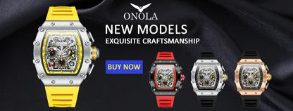 Fashion Luxury Men's Watch ONOLA Hollow Out Rudder Flywheel Fully Automatic Mechanical Waterproof Silicone Watches Clock