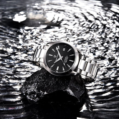 Reloj de lujo para hombre PAGANI DESIGN – Modelo automático mecánico (calibre 8215), de acero inoxidable, hermético, con indicador de fecha y agujas luminiscentes