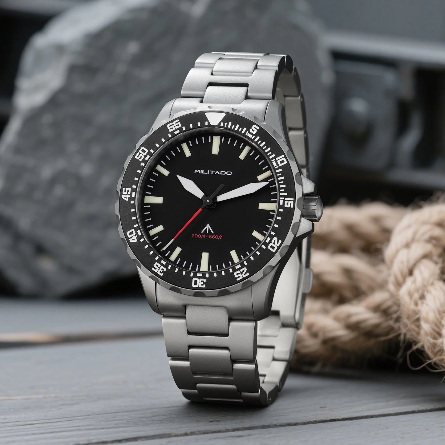 Militado ML16 Quartz Watch VH31 Sweep Movement Sapphire Super Luminova Watches Stainless Steel 200m Waterproof Wristwatch