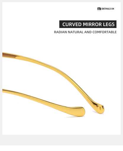 New Rimless Rectangle Vintage Metal Leopard Head Sunglasses Fashion Frameless Tinted Glasses Shades for Women Men