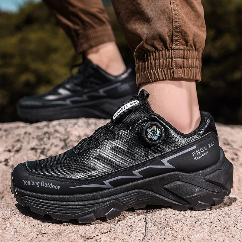 Chaussures de randonnée respirantes pour homme — Boucle rotative, semelle antidérapante