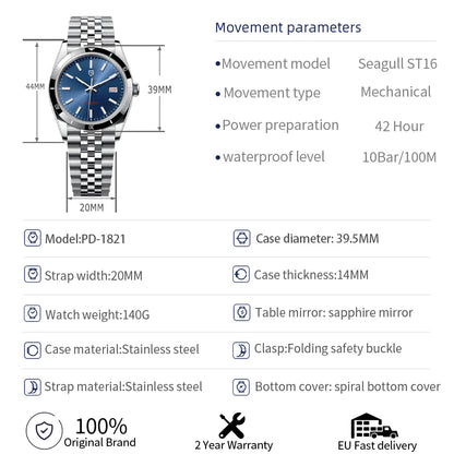 PAGANI DESIGN O-Graph Blue 2026 New Men's Mechanical Watches Luxury Automatic Watch For Men AR Sapphire glass Wristwatch Men