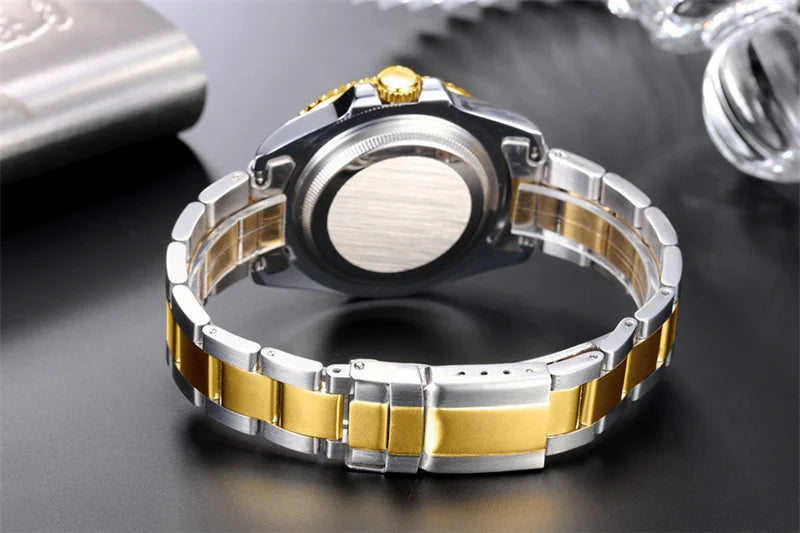 High Quality Automatic Mechanical Watch for Men Stainless Steel Red Dial Date Strong Luminous Luxury Men Watch Reloj Hombre
