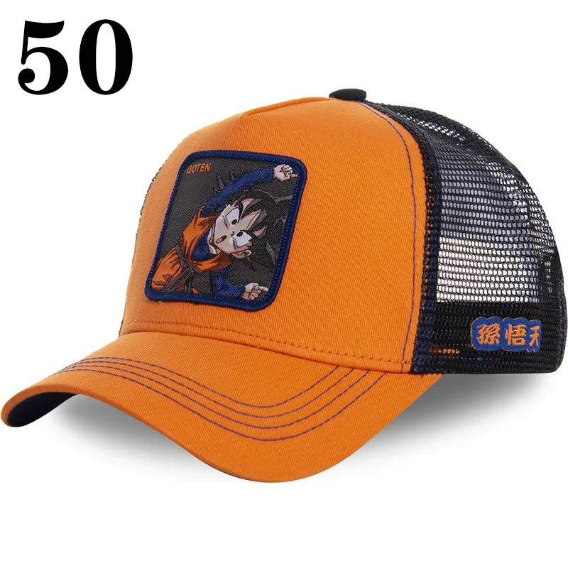 Casquette de baseball imprimée à l'effigie d'un personnage de l'anime Dragon Ball pour hommes et femmes – Casquette hip-hop – Casquette en maille pour camionneur – Protection solaire d'été pour les activités en plein air