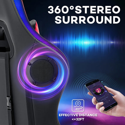 300lbs RGB LED Gaming Chair with Wireless Speakers, Ergonomic Massage Gaming Chair with Footrest, Reclining Computer Gaming Chair for Adults
