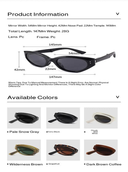 Minimalist Oval Cat-eye Glasses Women's Fashion Outdoor Folding Sunglasses Sun Shading UV Sunscreen Glasses Stylish Accessory