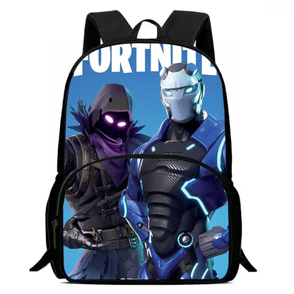 15-инчова Fortnite раница с анимационен дизайн, унисекс, за момчета и момичета, с преден джоб, лека ученическа раница с голям капацитет