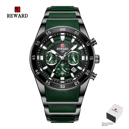 REWARD Men's Watches 81011M Sports Silicone Quartz Men's Watch Waterproof Calendar Chronograph Luminous Watches Men
