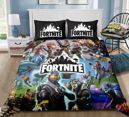Fortnite Bedding Set Duvet Cover 3 Piece 3D Printed Bedroom Bedding Game Anime Cartoon Pillowcase Room Decoration Gifts