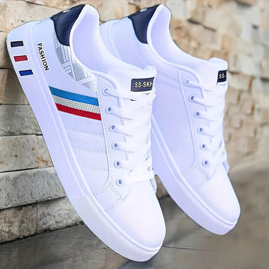Męskie sneakersy casualowe, buty do skateboardingu z PU, płaskie buty dla studentów, outdoorowe sneakersy, buty streetwearowe sznurowane do chodzenia, rozmiar plus 48