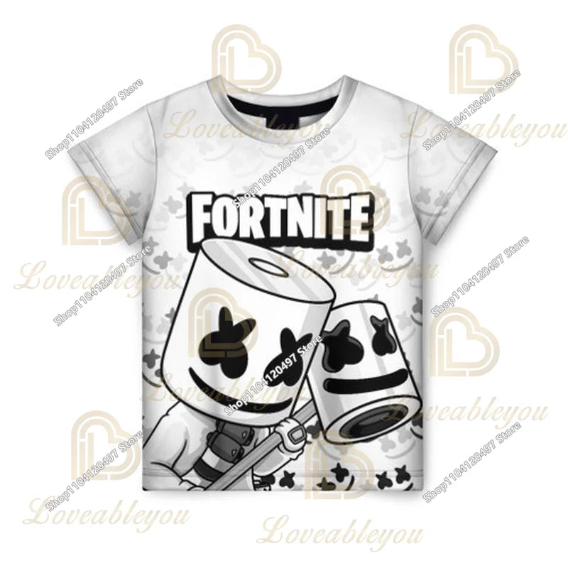 T-shirt Fortnite para Crianças Banana Peely, T-shirt para Homem e Mulher, T-shirt Battle Royale, Top de Verão Harajuku