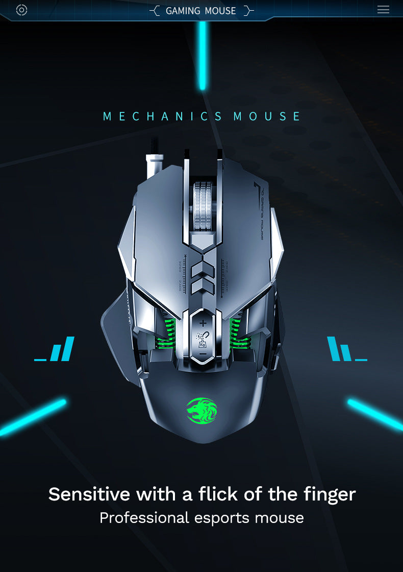 RGB 6400 DPI Magnetic Suction DIY Counterweight Wired Mechanical Mouse for Esports Gaming PC