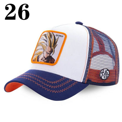 Casquette de baseball imprimée à l'effigie d'un personnage de l'anime Dragon Ball pour hommes et femmes – Casquette hip-hop – Casquette en maille pour camionneur – Protection solaire d'été pour les activités en plein air