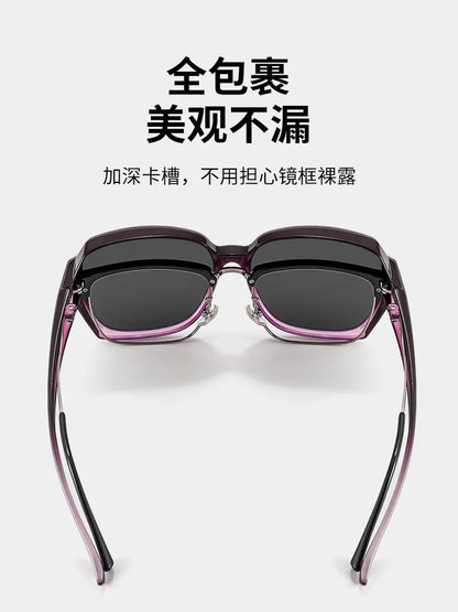 Fashion Round Polarized Sunglasses Cover Over Myopia Prescription Glasses Portable Men Women Vintage Fishing Driving Eyewear
