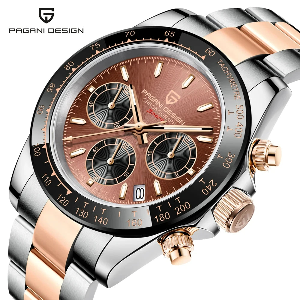 montre chronographe pour homme PAGANI DESIGN– Montre-bracelet à quartz de luxe, lumineuse et étanche.