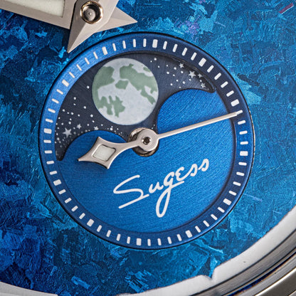 Sugess Watch of Men Moonphase ST2528 Movement Automatic Mechanical Wristwatches Waterproof Sapphire Crystal Titanium Dial S401