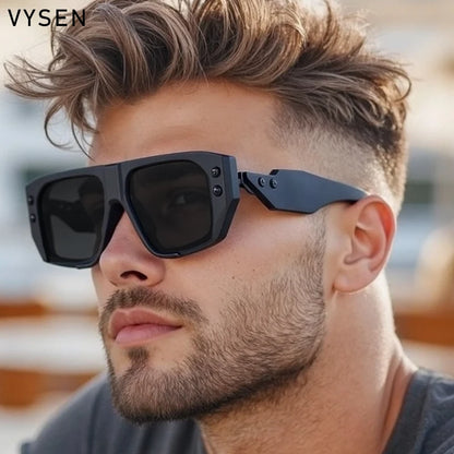 Polarized Steampunk Square Sunglasses Men 2026 Luxury Brand Punk Big Frame Driving Sun Glasses Fashion Eyewear For Male Shades
