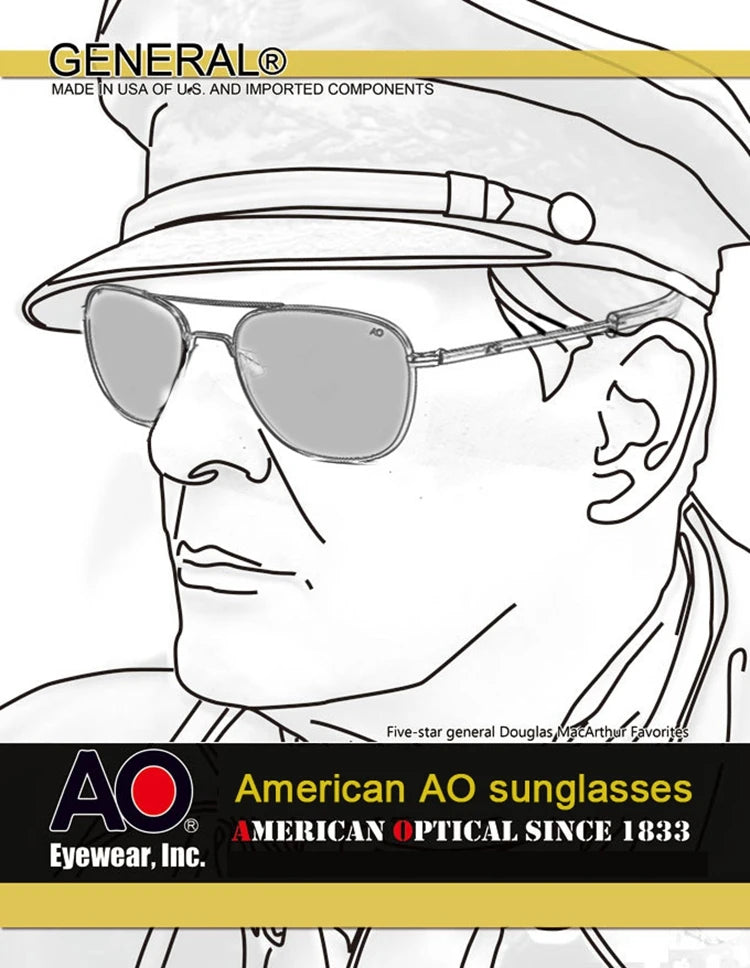 Pilot AO Sunglasses Men Top Quality American Army Military Mirror AGX Tempered Glass Lens Sun Glasses