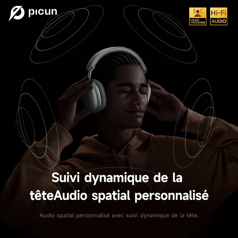 Auriculares inalámbricos Picun F8 Pro ANC con seguimiento de cabeza, audio espacial 3D, ANC -52dB, sonido HIFI, Bluetooth, micrófono HD ENC, baja latencia y APP