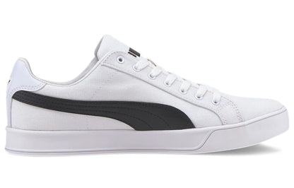 Baskets Puma Smash Vulc en toile, blanches et noires, 374754-01