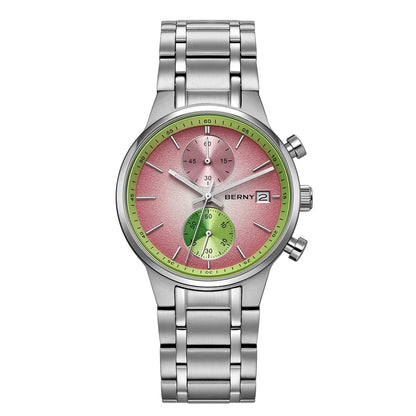 BERNY Watches for Men Fashion Casual Multi-function Chronograph Quartz Men's Watch Luminous Date Colorful Sports Wristwatch