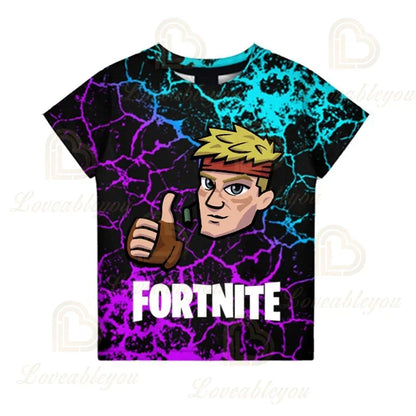 Fortnite „Victory Royale Ninja Fashion“ 3D marškinėliai vaikams, vasariniai trumpomis rankovėmis, su animaciniu raštu, kūdikių drabužiai, vaikiški marškinėliai