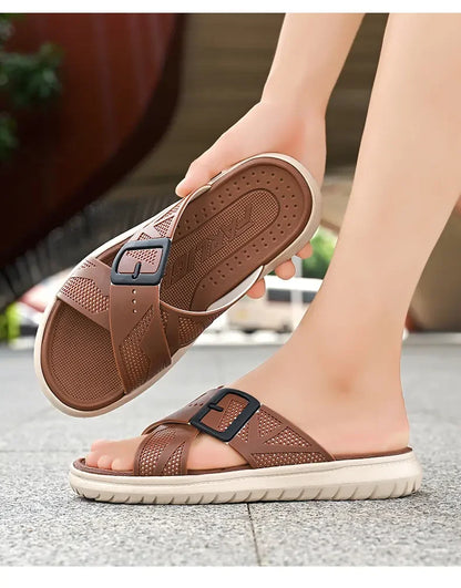Åndbare sommer-flip-flops til mænd – lette, hurtigtørrende hjemmesko – komfortable indendørs- og udendørs-sandaler – vandtætte strandsko