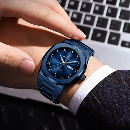 POEDAGAR mode luxe hommes montre à Quartz étanche en acier inoxydable mâle montre semaine Date affaires montres pour hommes Reloj Hombre
