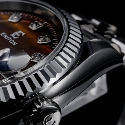Eniton 36mm Men's Mechanical Watch with Stainless Steel Peacock Stone Tiger Eye Dial And NH35 Movement