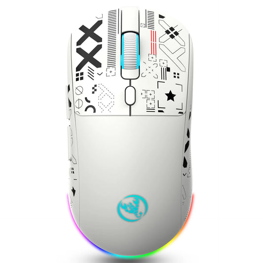 HXSJ T90 Bluetooth Gaming Mouse, 3 Modes Wireless Rechargeable RGB Gaming Mouse, Bluetooth 5.3 & 2.4G USB Gaming Mouse for PC, Laptop, Mac, iPad & Tablet