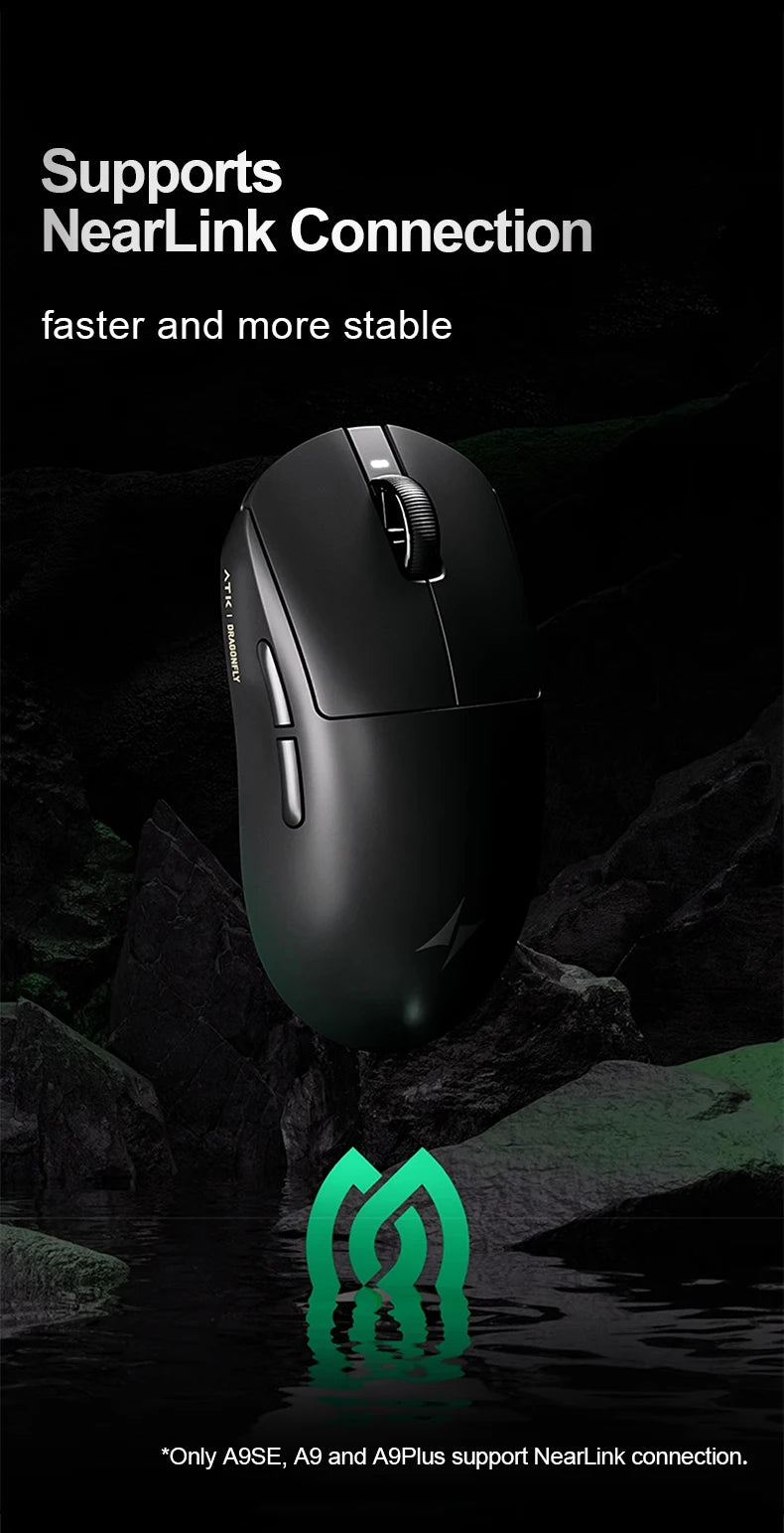 ATK Dragonfly A9 Ultra bežični gaming miš PAW3950 ultra lagan, tromodalni, ergonomski e-sports miš za igrače FPS igara A9 SE Plus