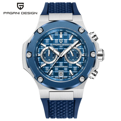 Quartzhorloges voor heren van PAGANI DESIGN – Luxe sportchronograaf, waterdicht, voorzien van lichtgevende wijzers en een saffierglas met antireflectiecoating