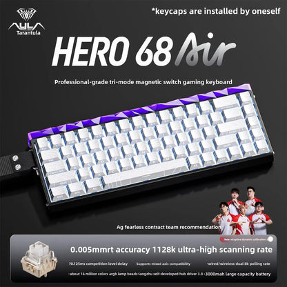 New AULA HERO68 Air 3-mode Magnetic Switch Gaming Mechanical Keyboard E-sport Custom Wired Keyboard Ergonomics Accessories